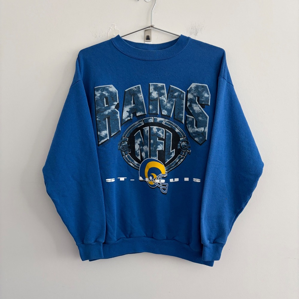 Vintage Logo 7 NFL St. Louis Rams Blue Graphic Sweatshirt Medium